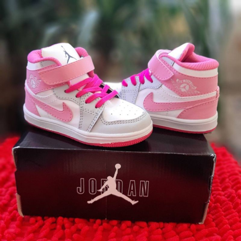 Sepatu Anak Jordan Perempuan Pink Abu High Premium