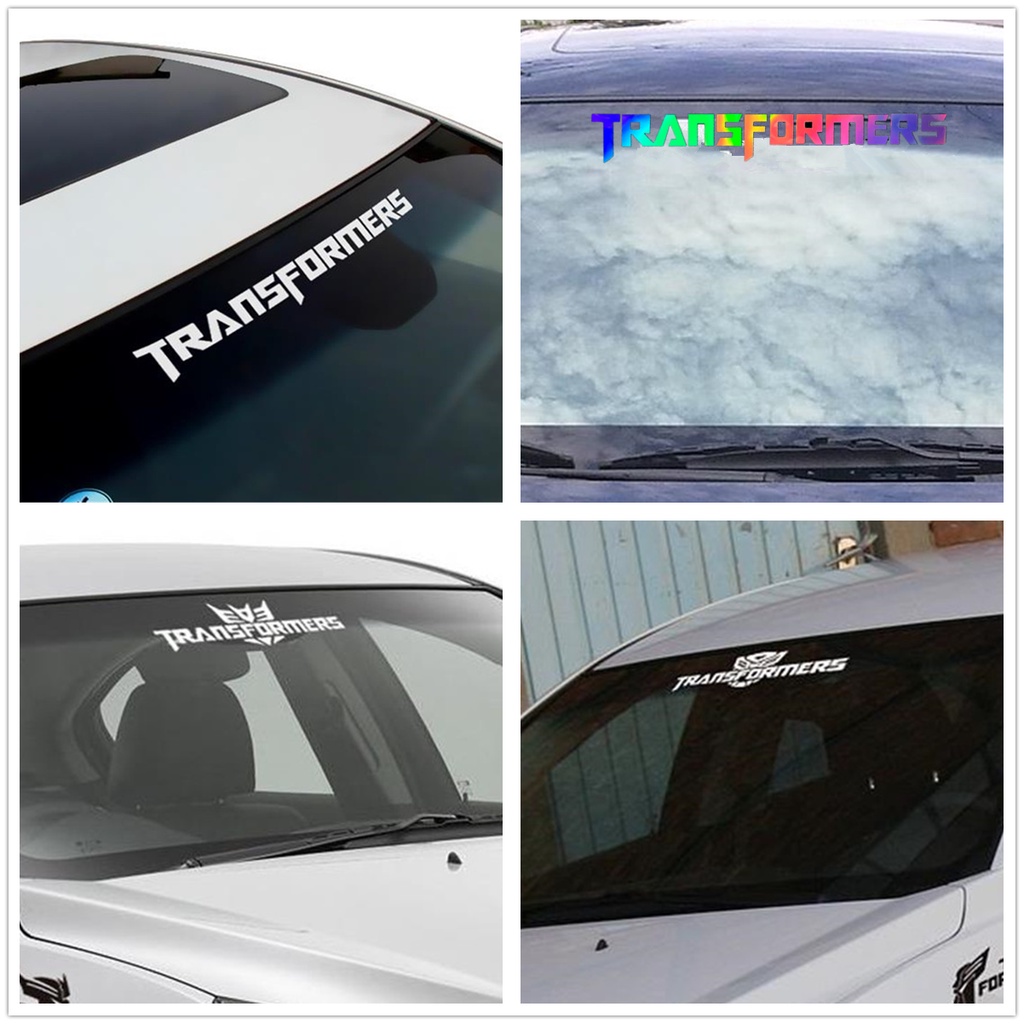 Sticker Dekorasi Kaca Depan Mobil Motif Tulisan Transformers