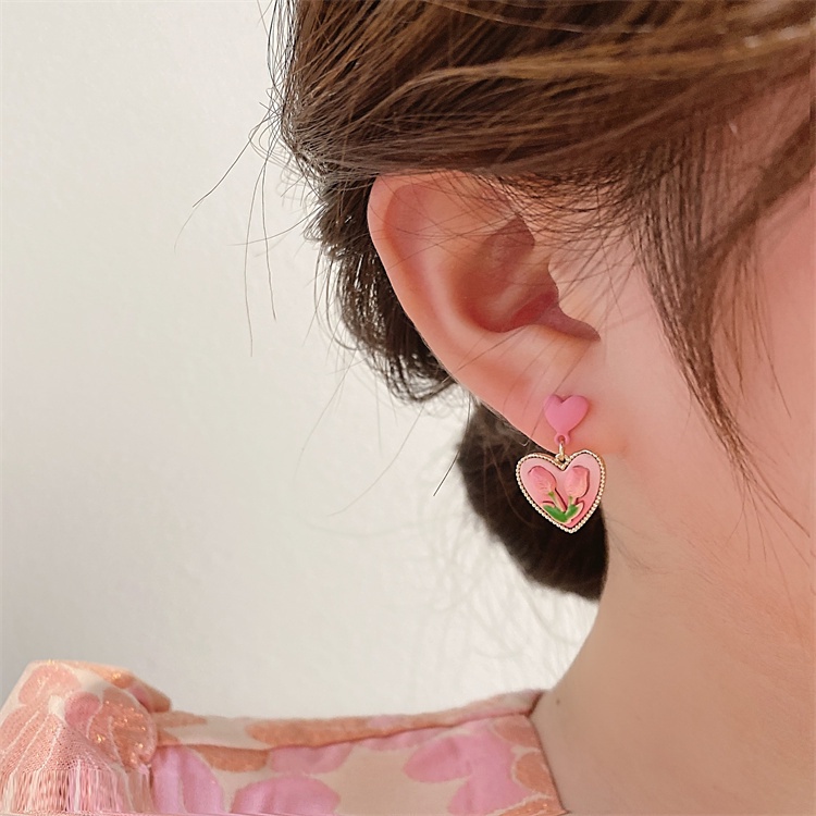 Anting Bentuk Tulip Gaya Retro Korea