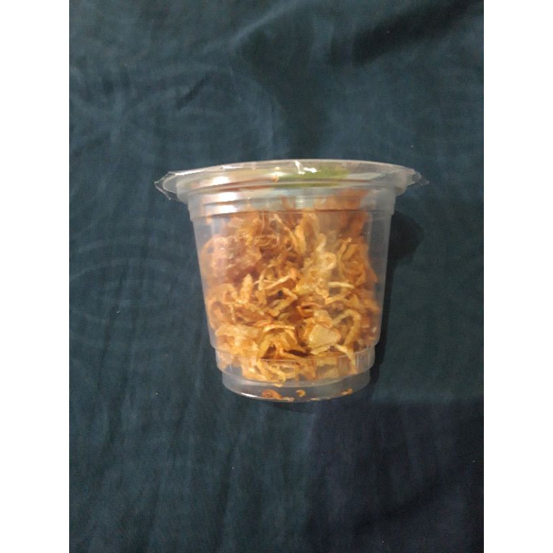 

Bawang goreng cup isi 5 pcs, (TANPA TEPUNG)100% BAWANG