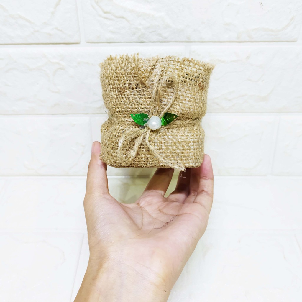 Pot Burlap PINGGANG - Vas Burlap Hiasan Dekorasi Hiasan Cantik