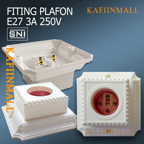 E27 3A-5A 250V Fiting Lampu Plafon Kotak Putih Bermotif