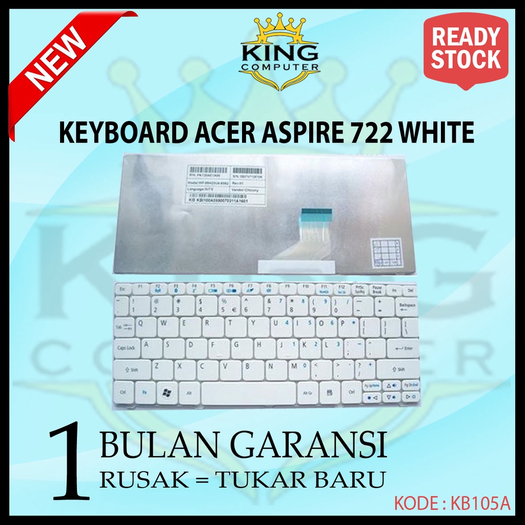 Keyboard Laptop ACER Aspire One 721 722 753 Series Putih