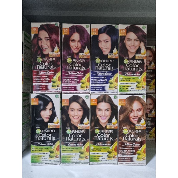 Garnier color naturals cat semir pewarna rambut coklat gelap caramel golden brown