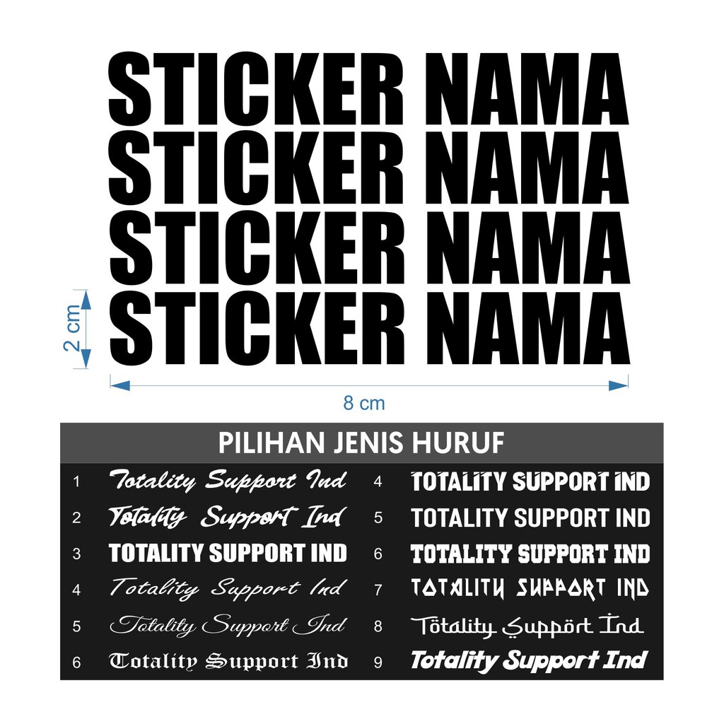 

STICKER CUTTING NAMA SENDIRI 4 PCS