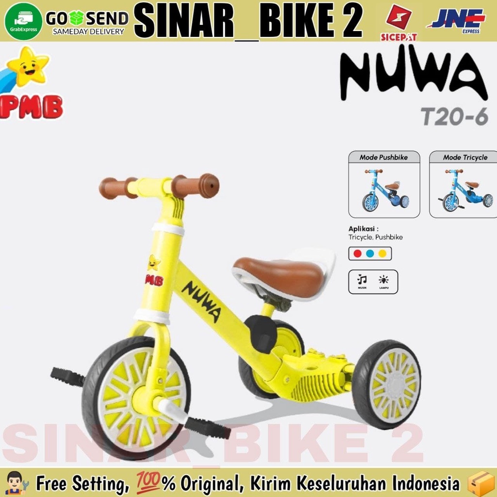 Sepeda Anak Roda Tiga Tricycle 3 In 1 Nuwa T20-6 Mode Pushbike