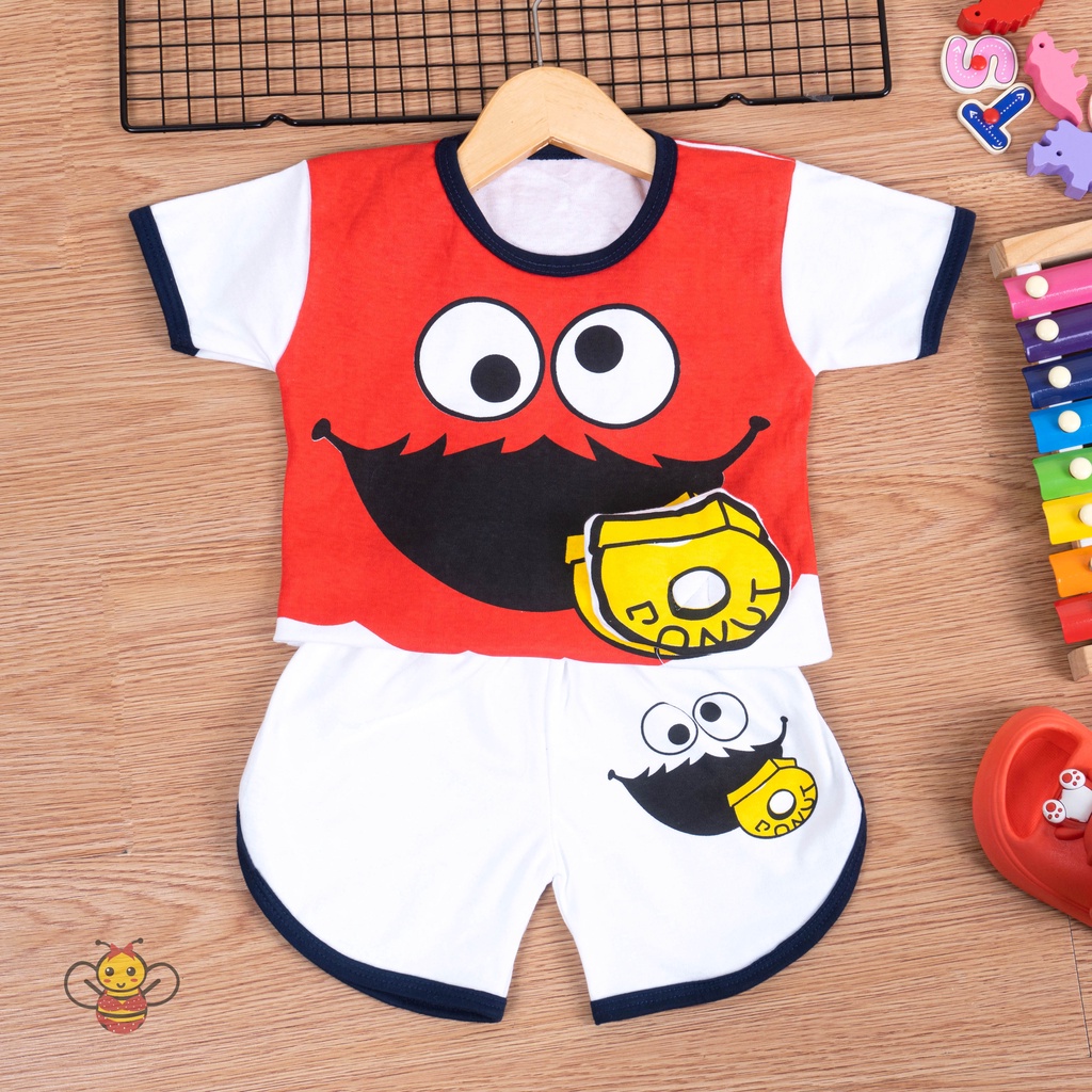 BEE - Setelan Baju Anak / Set Anak Karakter Sablon Baju kaos Dan Celana Anak Unisex