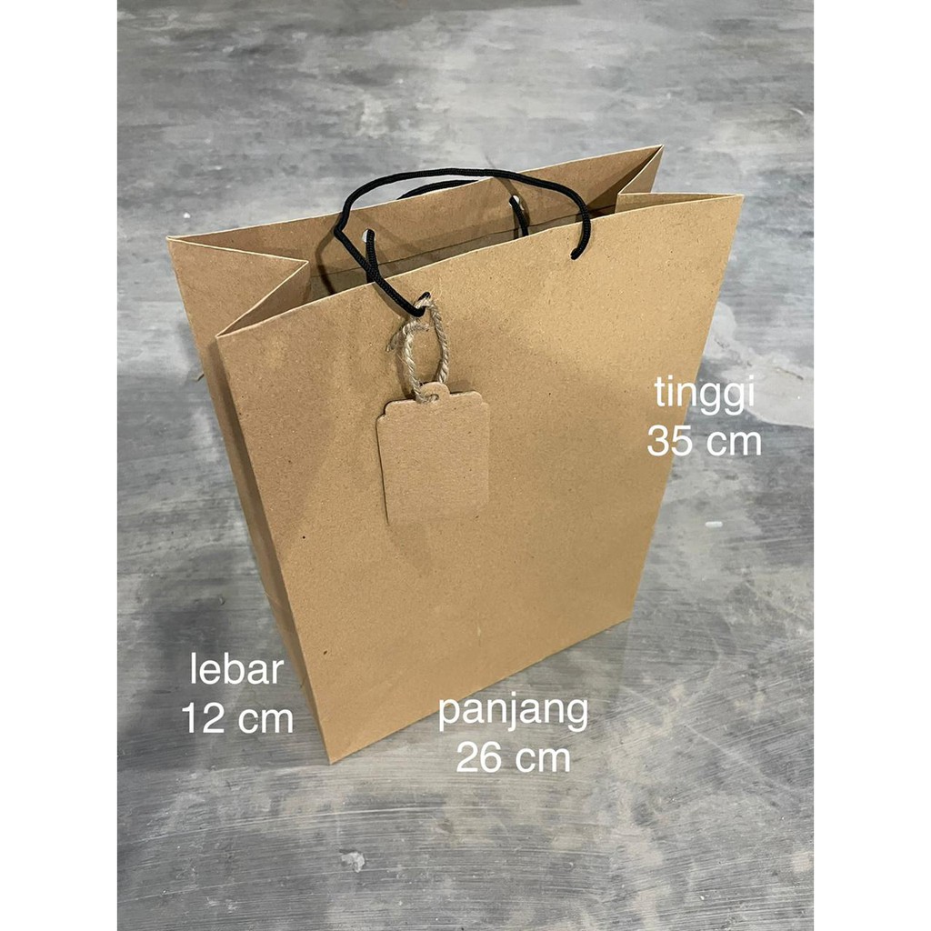 

(SIZE M) BROWN PAPER BAG | 26x12x35 cm + PAPER TAG | KANTONG KERTAS untuk GIFT BOX | PAPERBAG untuk BOX SEPATU | PAPERBAG DOKUMEN | PAPERBAG HAMPERS LEBARAN | PAPER BAG IDUL FITRI