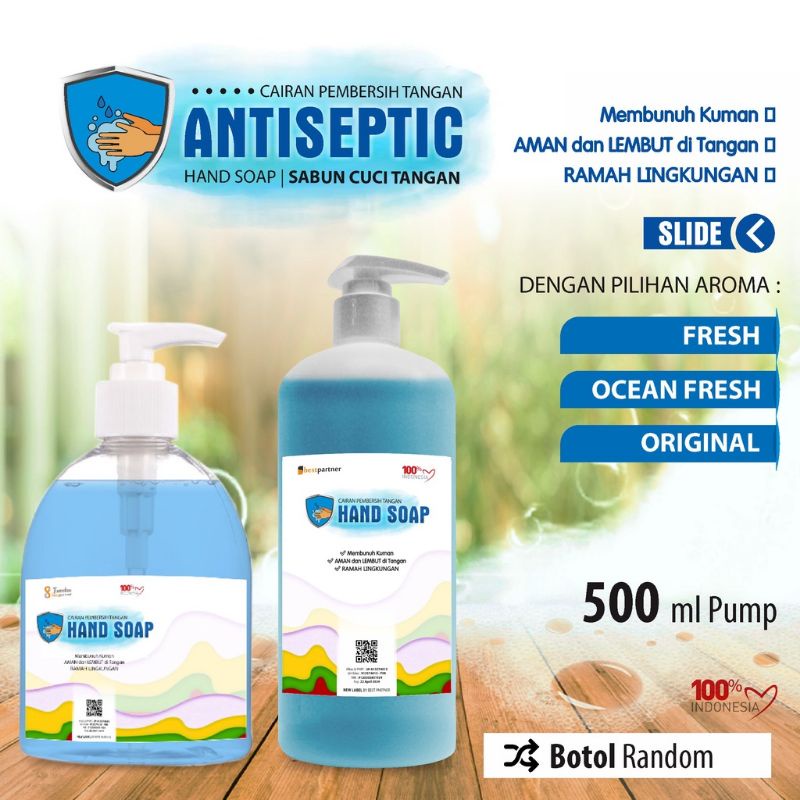 Hansoap / Sabun cuci tangan antiseptic aneka aroma kemasan pump 500 ml