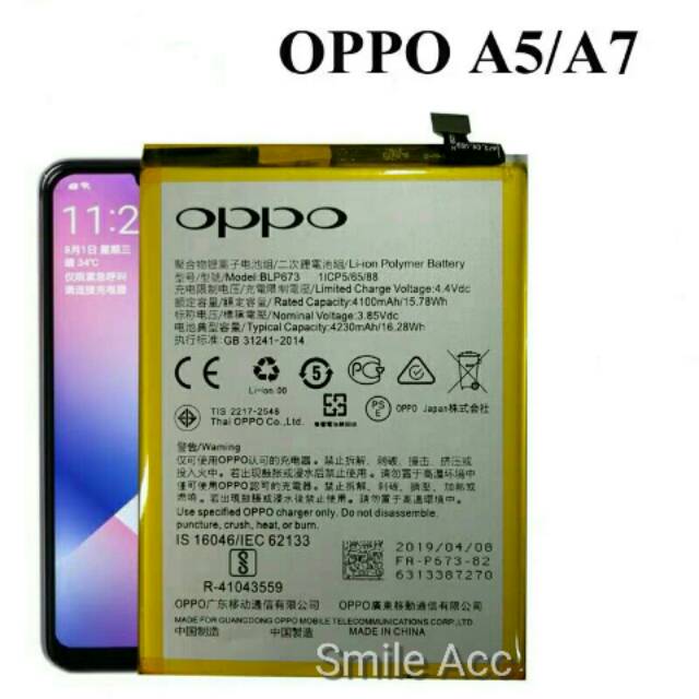 Baterai Oppo BLP673 A3S A5 A7 Realme 2 C1 BLP 673 ORIGINAL