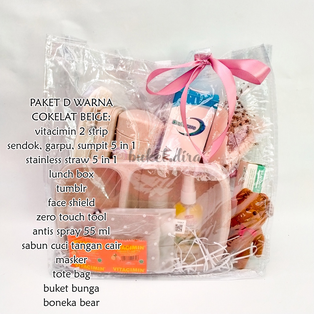 box or tote bag of happiness - paket isoman new normal kit series hampers free k.ucapan+bubble wrap