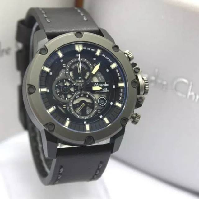 jam tangan alexandre christie ac6416 hitam grey 6416