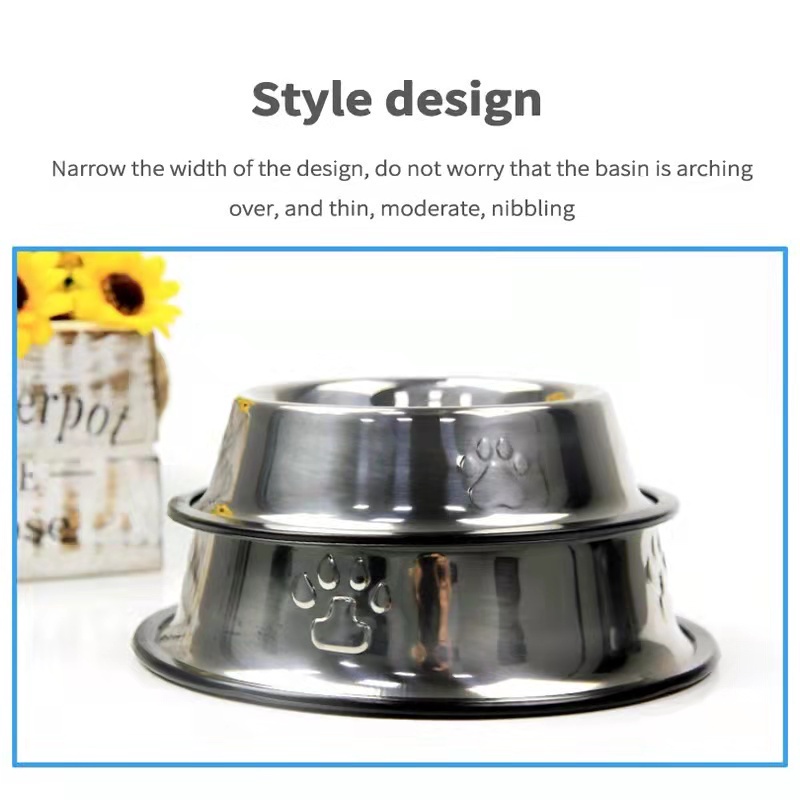 Mangkok STAINLESS KARET Wadah Tempat Makan Kucing Anjing Pet Bowl Hewan Mangkuk Piring Makanan Royal Pet Feeder Canin Pakan Cat Dog Anti Slip Selip