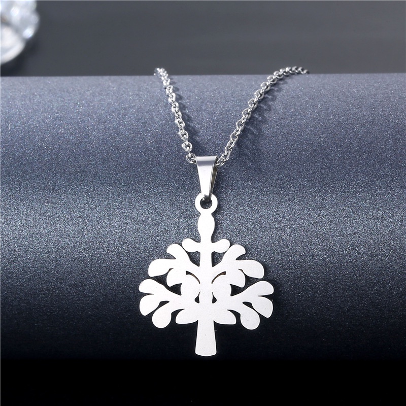 Stainless steel hollow pohon kehidupan liontin titanium steel hollow Yggdrasil liontin kalung orname