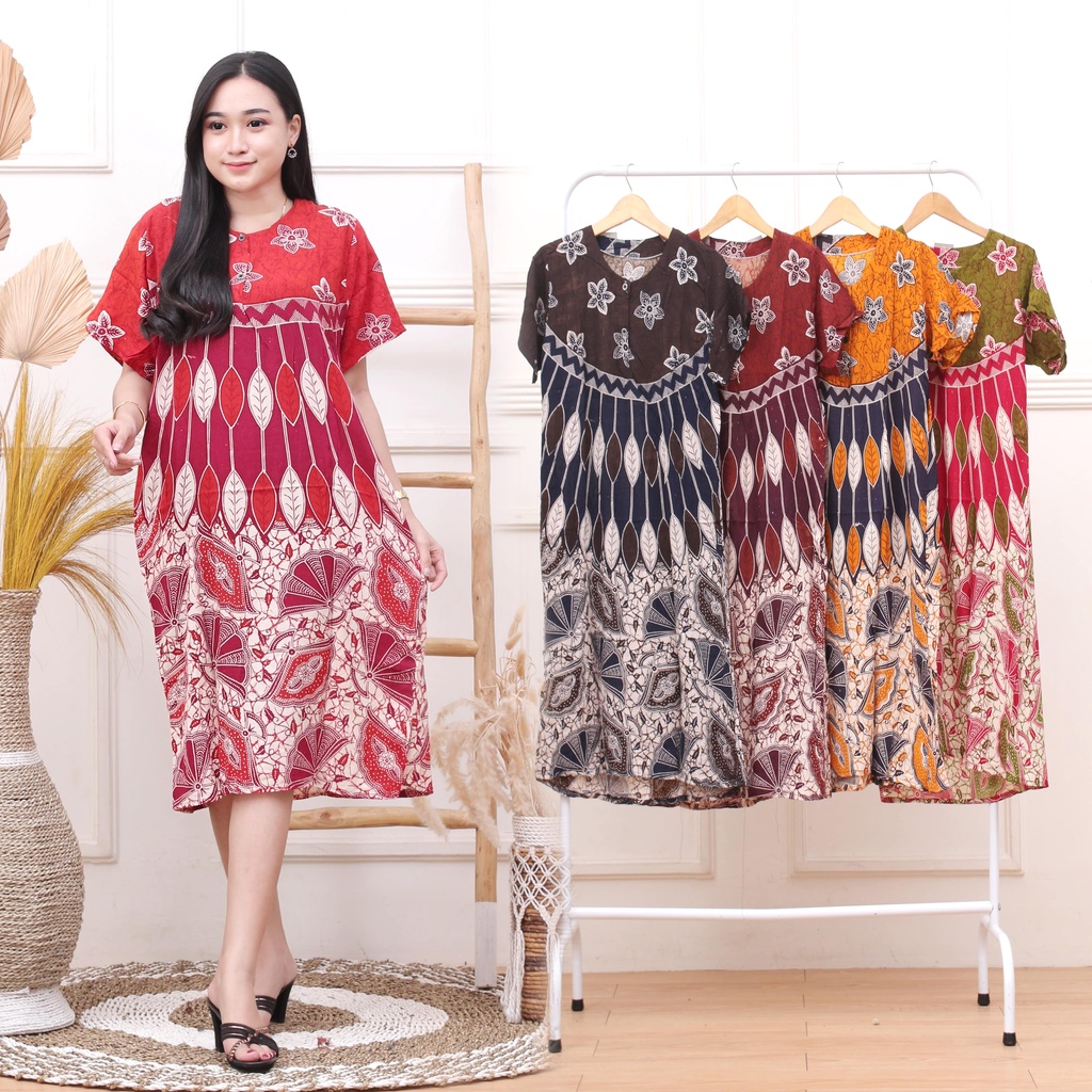 Daster kencana Ungu - Daster Batik Lengan Pendek - Leher Kancing - Bumil - Busui - (DPT001-160)-01