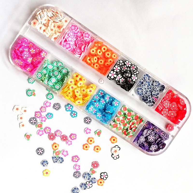 1 Kotak Stiker Sequin Glitter Bentuk Bunga Buah 3D Untuk Dekorasi Nail Art