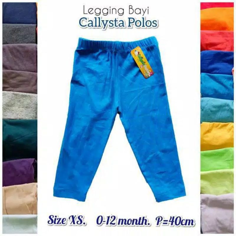 LEGGING anak CALLYSTA size XS, POLOS Usia 0-12 Bulan