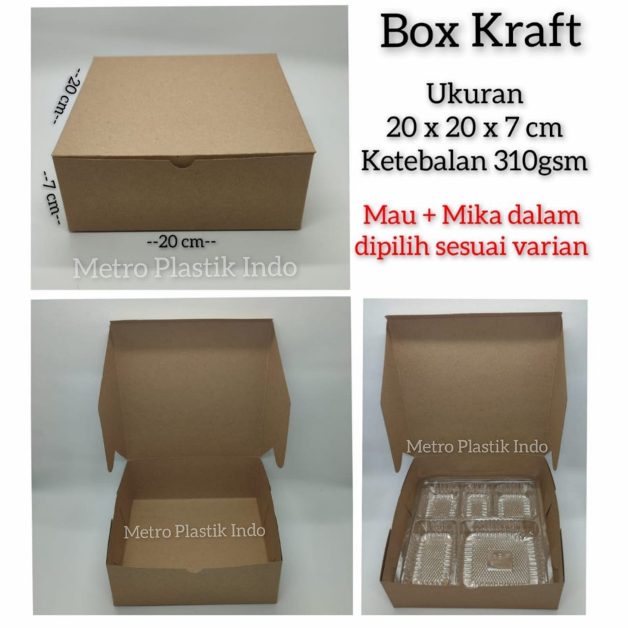 

Box Kraft 20x20 | Kotak Nasi | Dus Kemasan Makanan 20 x 20 Coklat - Box Saja
