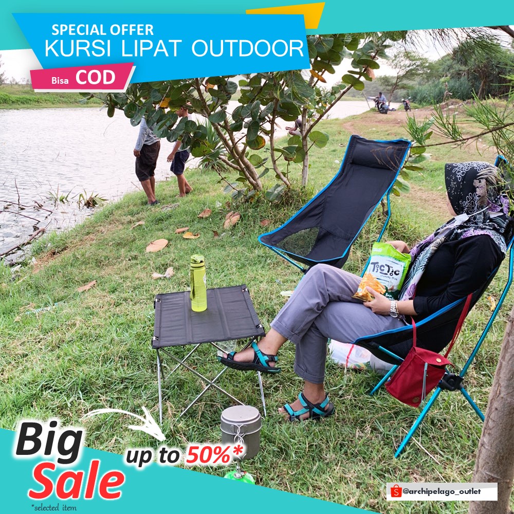 kursi lipat camping outdoor portable folding chair ultralight premium