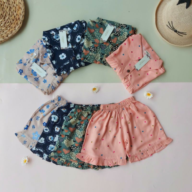 Nayana Set Baju Setelan Rayon Pendek anak Perempuan 1-6 tahun