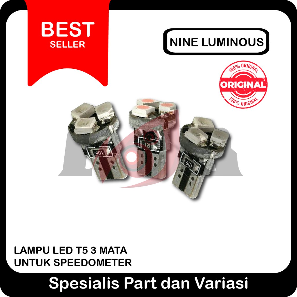 LED T5 3 Mata Nine Luminos Lampu Speedometer Motor Mobil