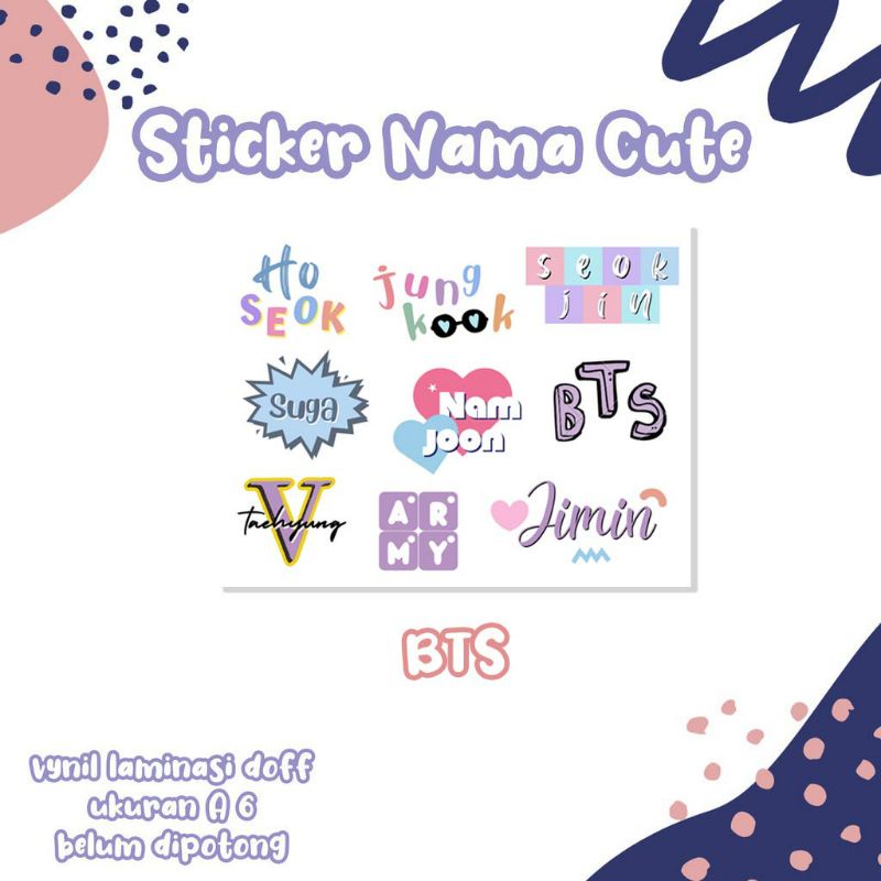 Sticker nama cute BTS stiker
