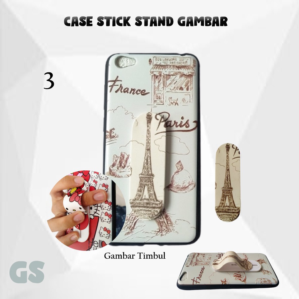 Casing case hp import Stick Stand Gambar karakter lucu VIVO Y21 Y55