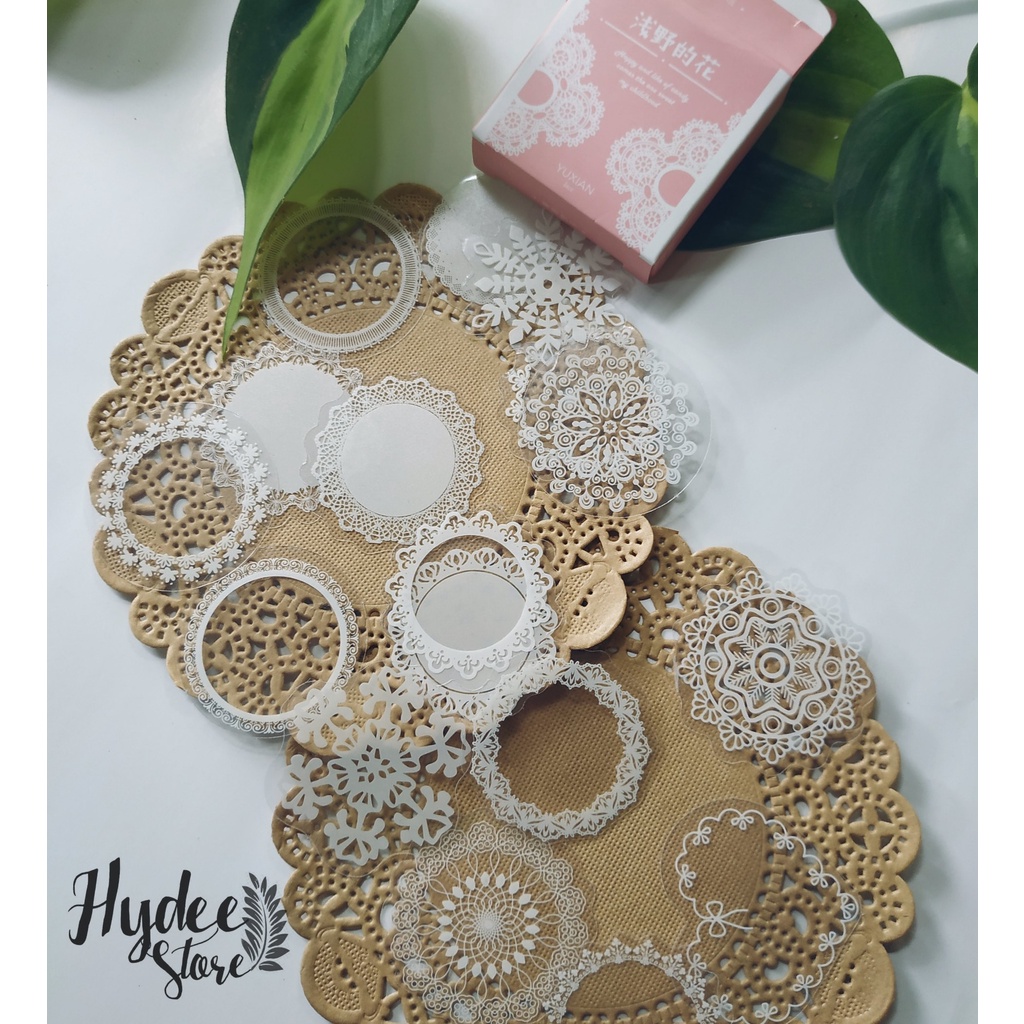 

Deco sticker transparant white ink lace journaling scrapbooking kit/ cute sticker