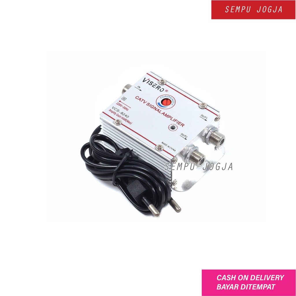 Splitter Antena TV 2 way 20Db + Booster CATV Signal Amplifier