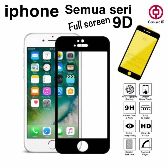 9D FULL Tempered glass iphone (terlengkap) 5/5s/6/6s/7 plus/8 plus/X/XS max/XR/11 pro/SE