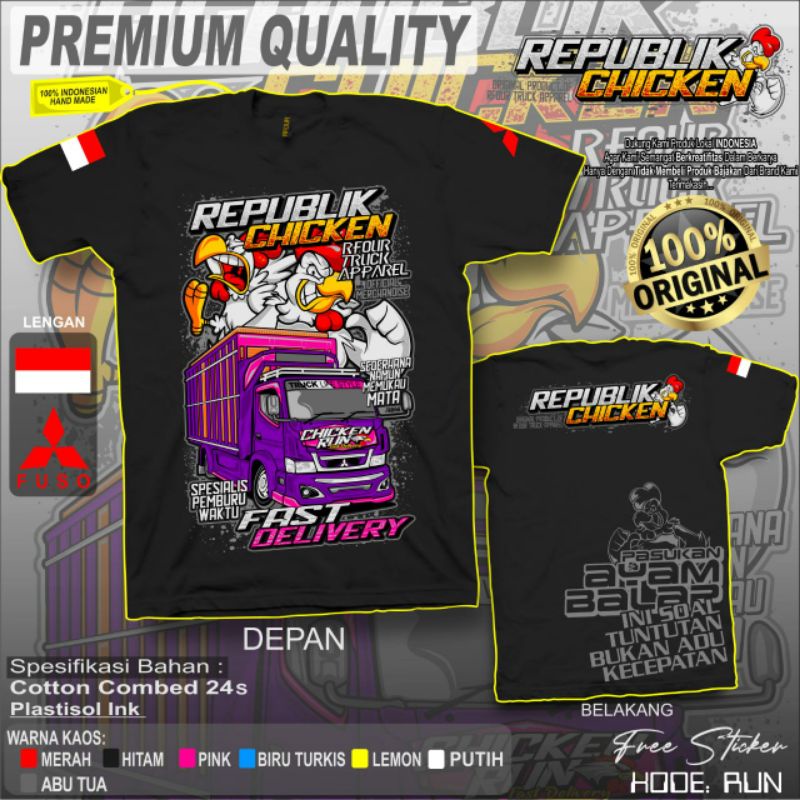Kaos Rfour Truck REPUBLIK CHICKEN KAOS SOPIR AYAM T-Shirt Apparel Indonesia Truck Lovers