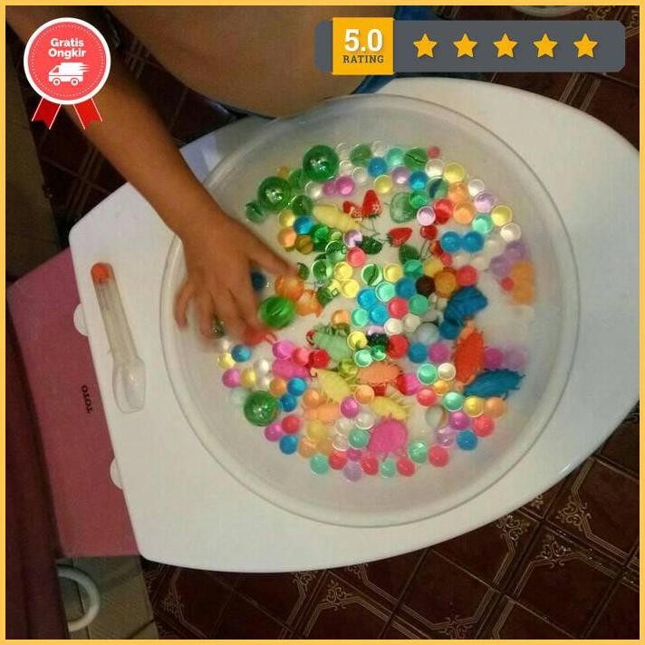 Paket Sensory Toys Montessori Pompom Waterbeads Hidrogel Terlaris