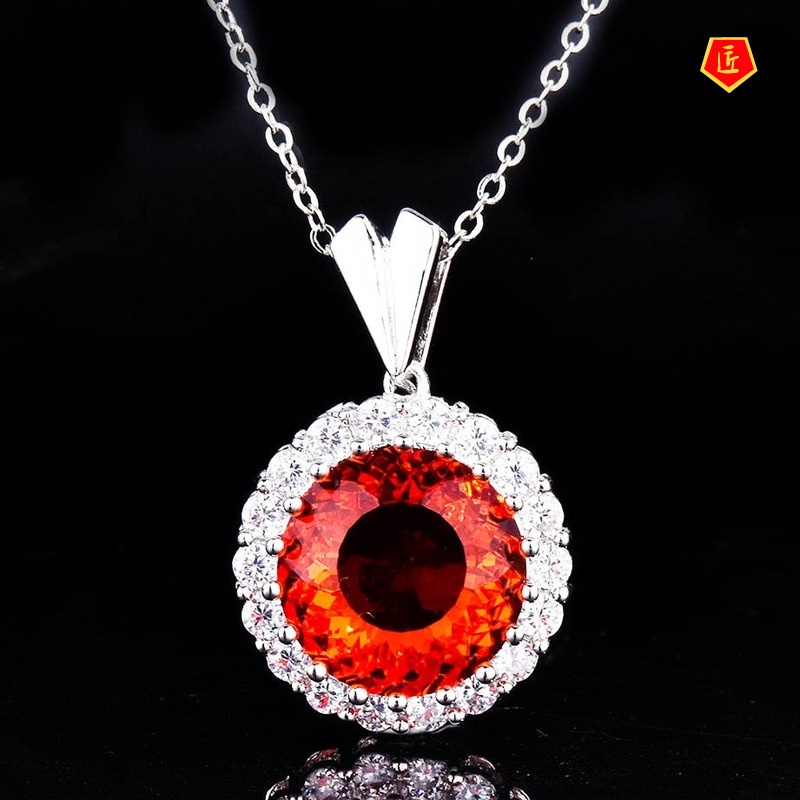 [Ready Stock]Colored Gems Pendant European and American Luxury Emerald Zircon Necklace for Women