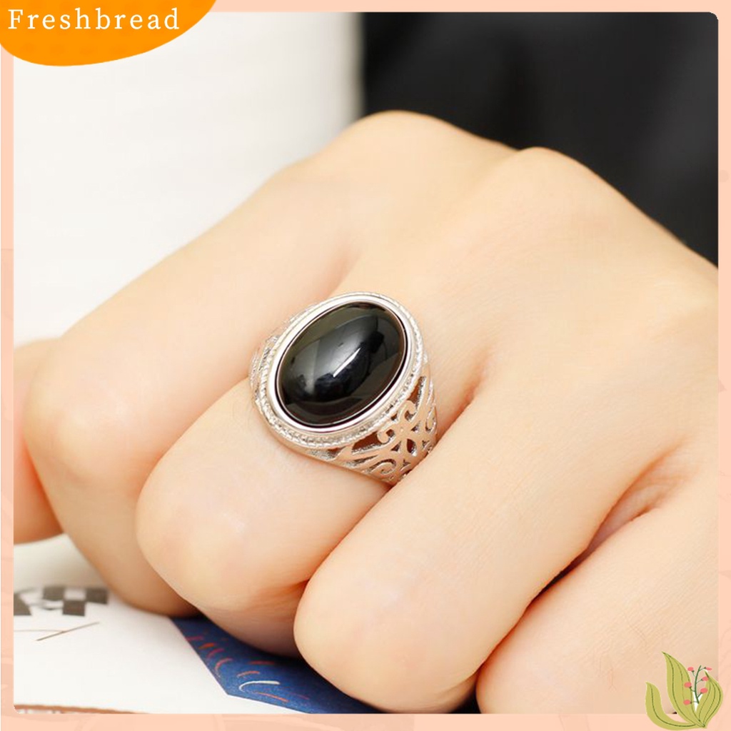 【Fresh】❀Men Vintage Artificial Gem Finger Ring Carving Band Jewelry Party Banquet Gift