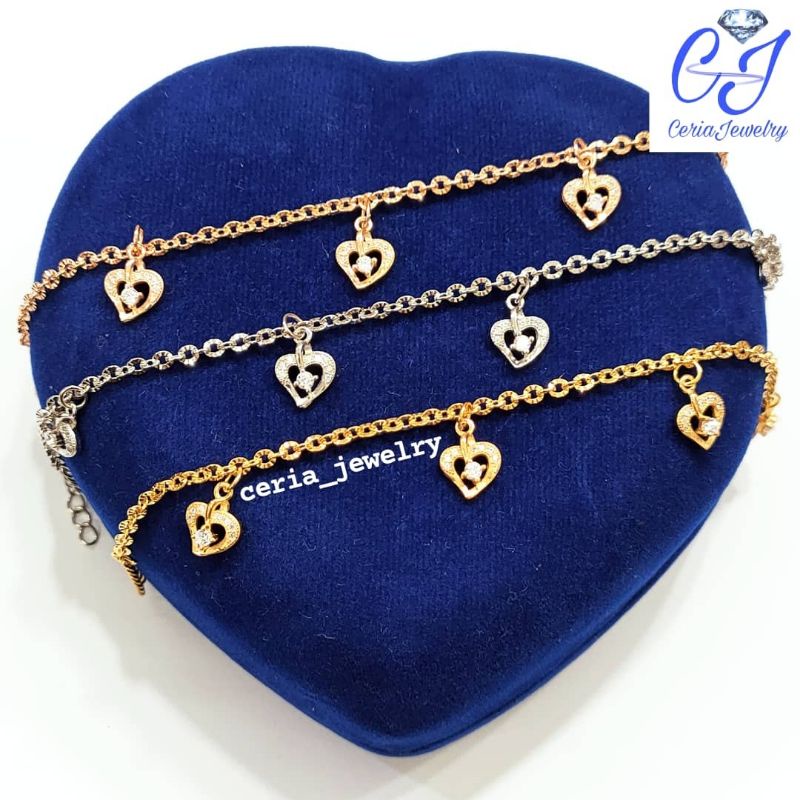 Gelang Perak Asli Silver 925 Lapis Emas Model NoriUkir+Love - perhiasan perak