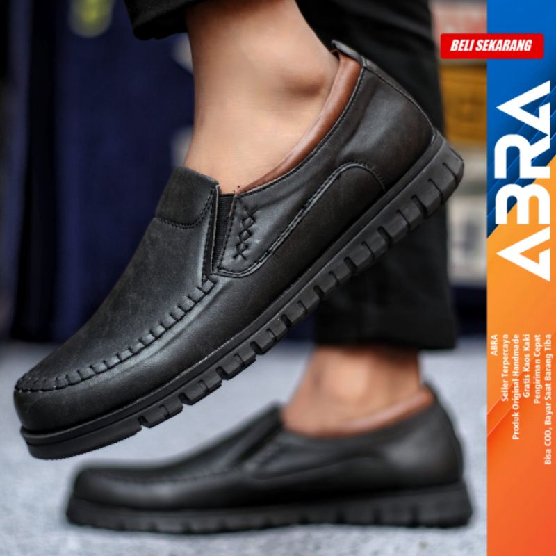 Sepatu Slip On Pria Casual Formal Kulit Pu Kerja Kantor BLENO ABRA