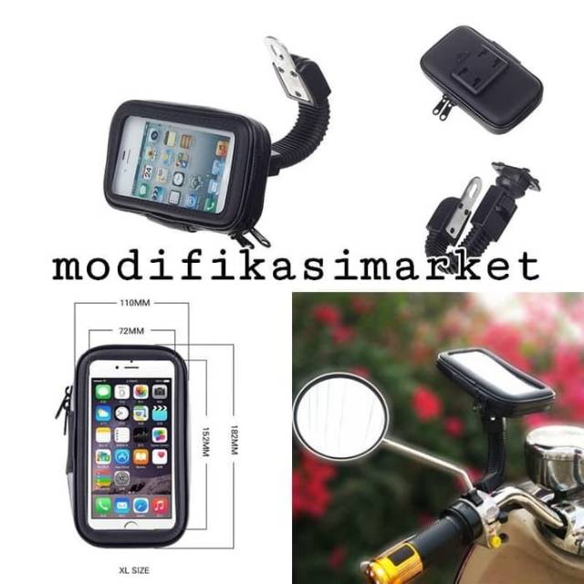 HOLDER HP MOTOR GOJEK GRAB SPION ANTI AIR ANTI MALING TAS HP MOTOR