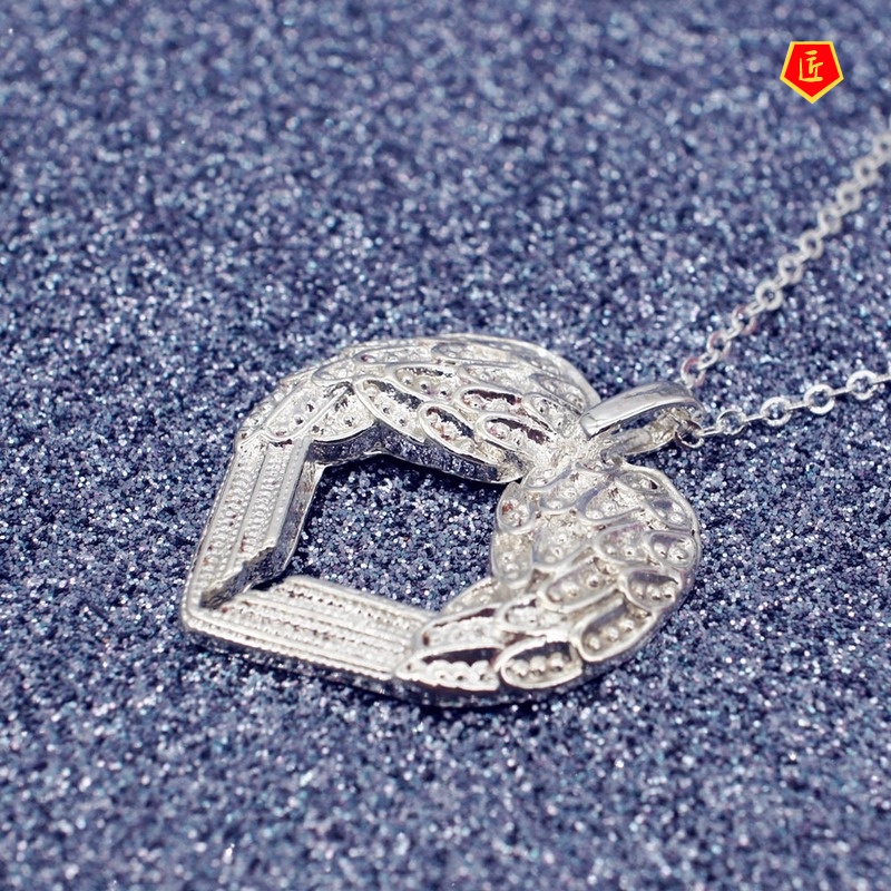 [Ready Stock]Silver Angel's Wings Love Necklace Exquisite Fashion