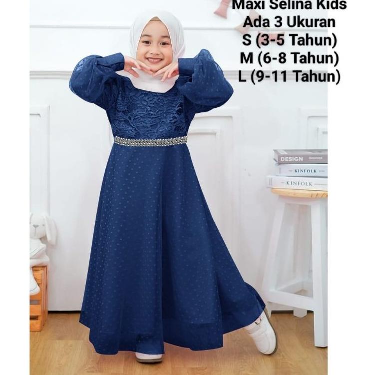 Paling Dicari.. COD☑️PAKAIAN GAMIS ANAK TERBARU/MAXI SELINA KIDS/3 SIZE 3-5THN_6-8THN_9-11THN/MATT B