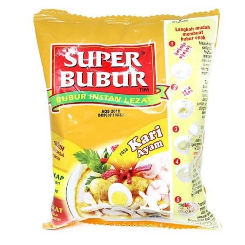 

Super Bubur Rasa Kari Ayam Bubur Instant 45 gram