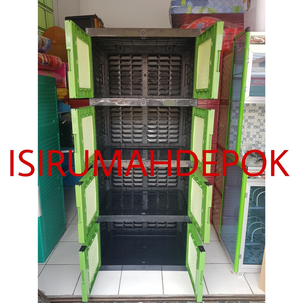 Lemari Plastik CORTEZ Tabitha JUMBO 4 Susun Rotan Tikar Modern Murah