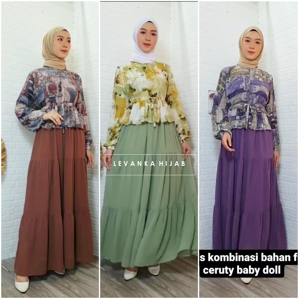 Gamis Cerutty Motif Kombinasi - Silma Dress