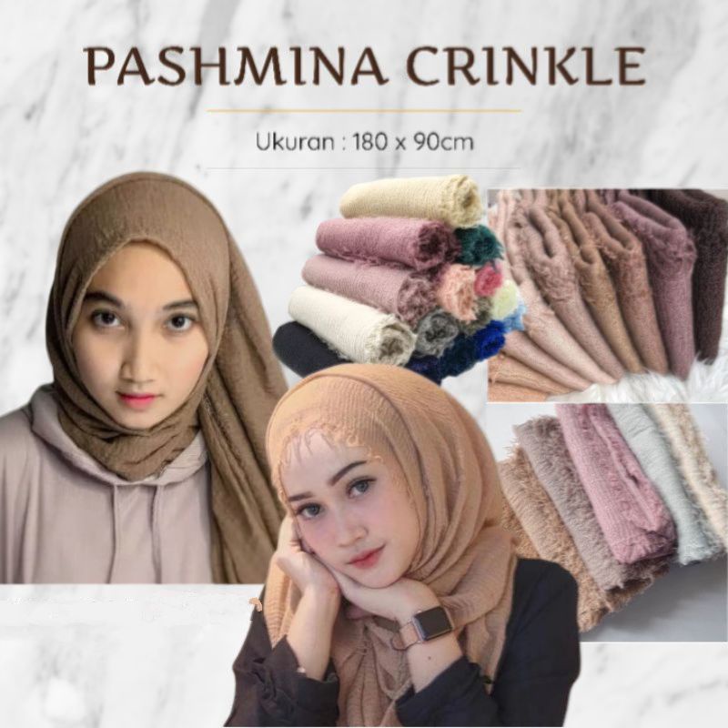 Pashmina crinkle polos/pashmina lecek/pashmina crinkle polos/hijab premium