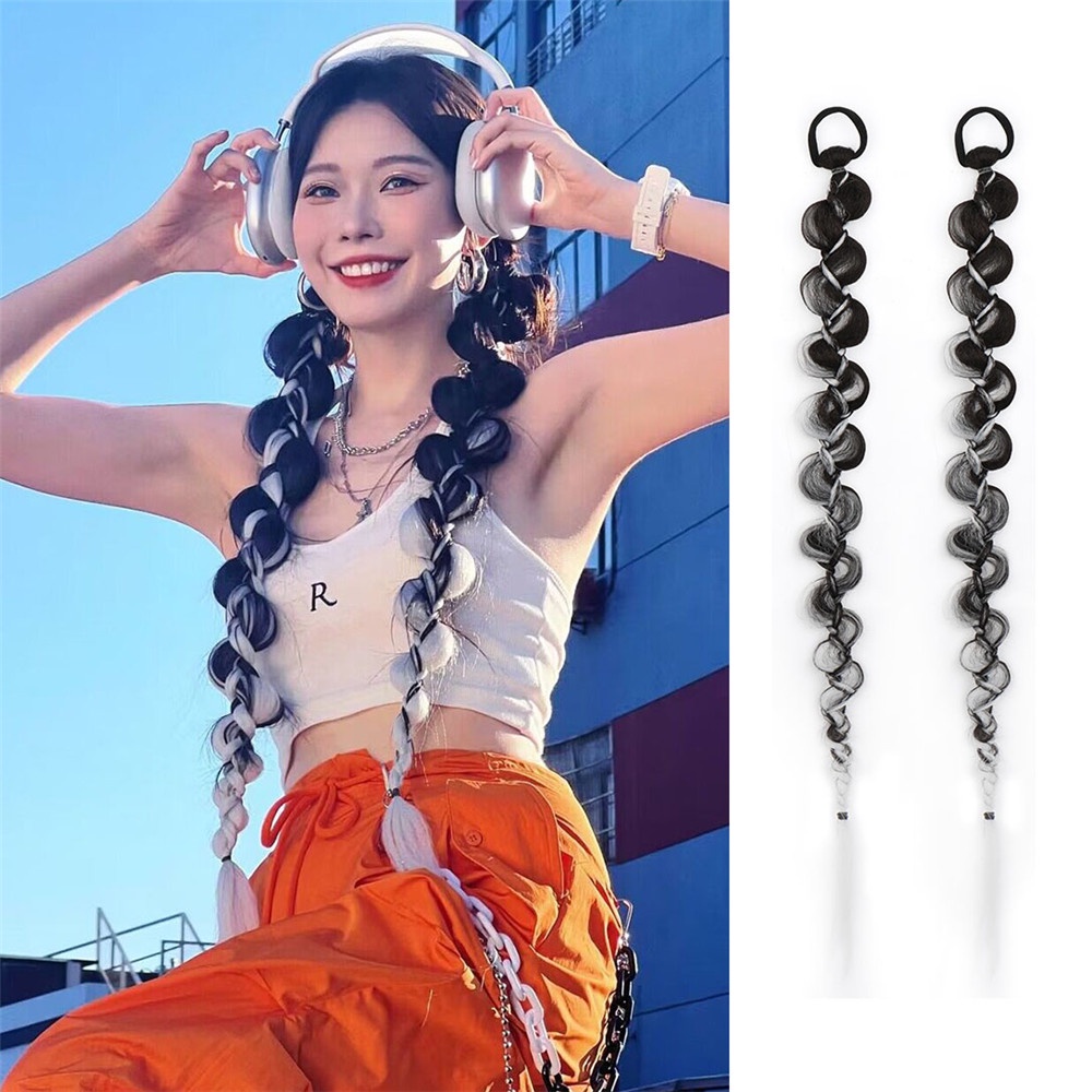 2 Pcs Wig Rambut Kepang Ponytail Gaya Hip Hop Untuk Wanita