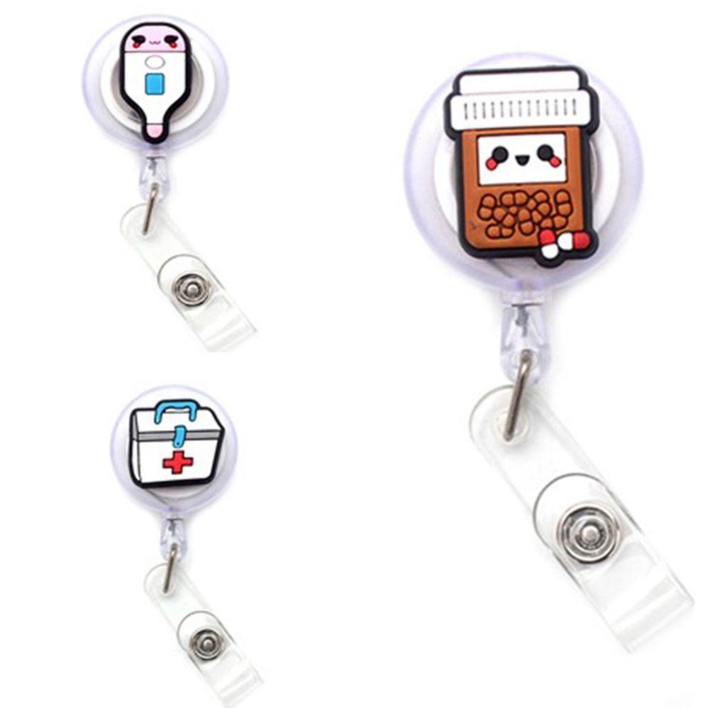 Quinton Retractable Badge Reel Perlengkapan Kantor Perlengkapan Sekolah Kartu Kerja Klip Perawat Dokter Siswa Kartu Nama Card Holder Rumah Sakit Badge Holder