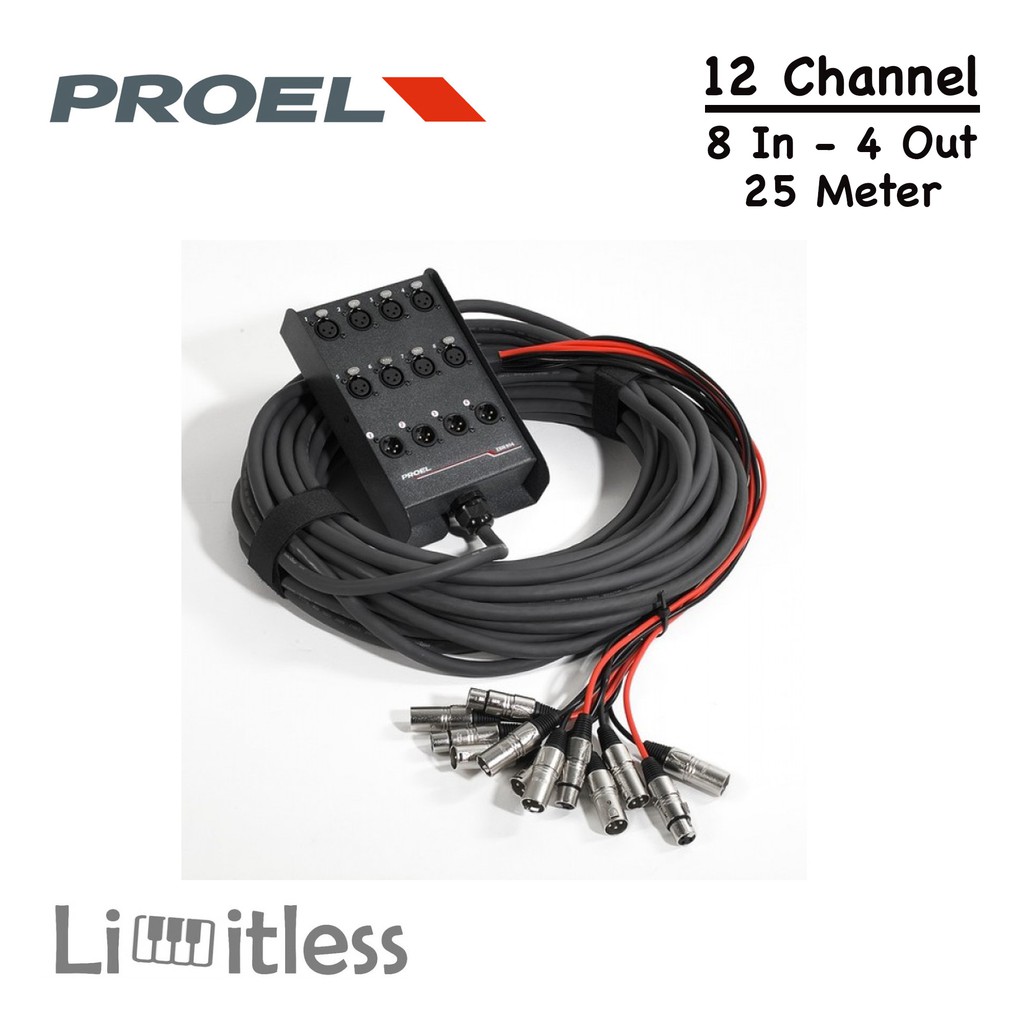Snake Kabel 12 Chanel 8 In 4 Out 25 Meter Proel EBN804 Original