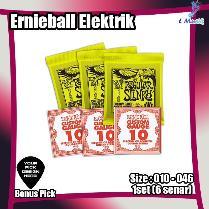 SENAR GITAR ERNIEBALL ELEKTRIK 010 REGULAR SLINKY ELECTRIC GUITAR STRINGS 1 SET ERNIE BALL