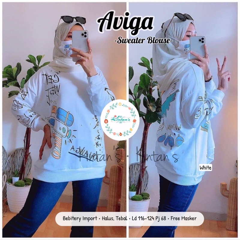 Blouse wanita premium import jumbo halus terbaru. Girly blouse masilca. Vespa Disney watergun blouse-Aviga white