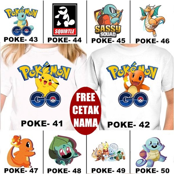 KAOS & BAJU POKEMON ANAK 50 DESAIN FREE TULISAN NAMA