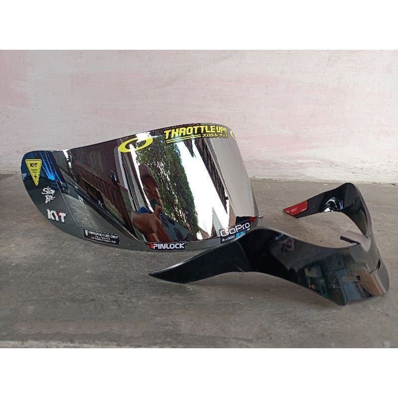 COD ⭐paket flat visor KYT Rc7 iridium gold /KYT k2r/ kyt r10 + spoiler KYT / gratis stiker